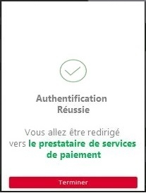 Confirmation page that the authentication is done