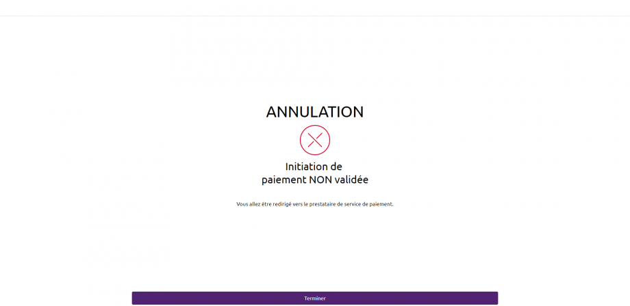 Cancellation confirmation screen