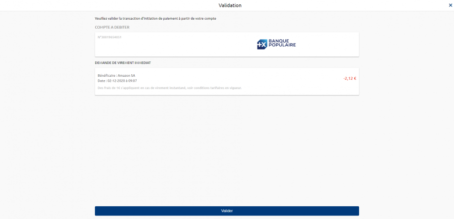 Ecran de restitution de l'opération - Parcours fluide